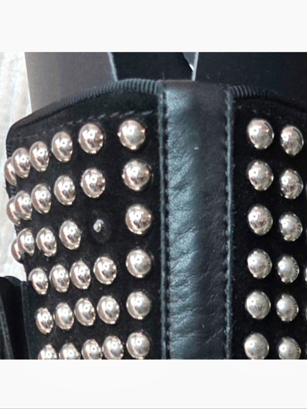 Christian Louboutin Black Leather Silver Studded Platform Platform Boots EU 38.5 - Picture 13 of 15